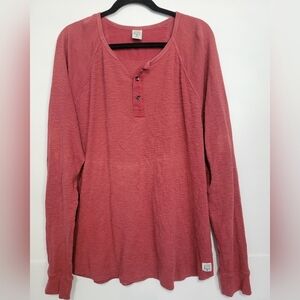 Lucky Brand Men's Henley Waffle-Knit Cotton Thermal Tee Size XL Red